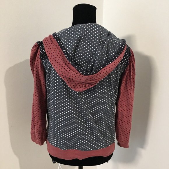 MARC JACOBS Blue Red/Maroon Polka Dot 3/4 Sleeve Hooded Cotton Top Pullover 4 - Picture 5 of 8